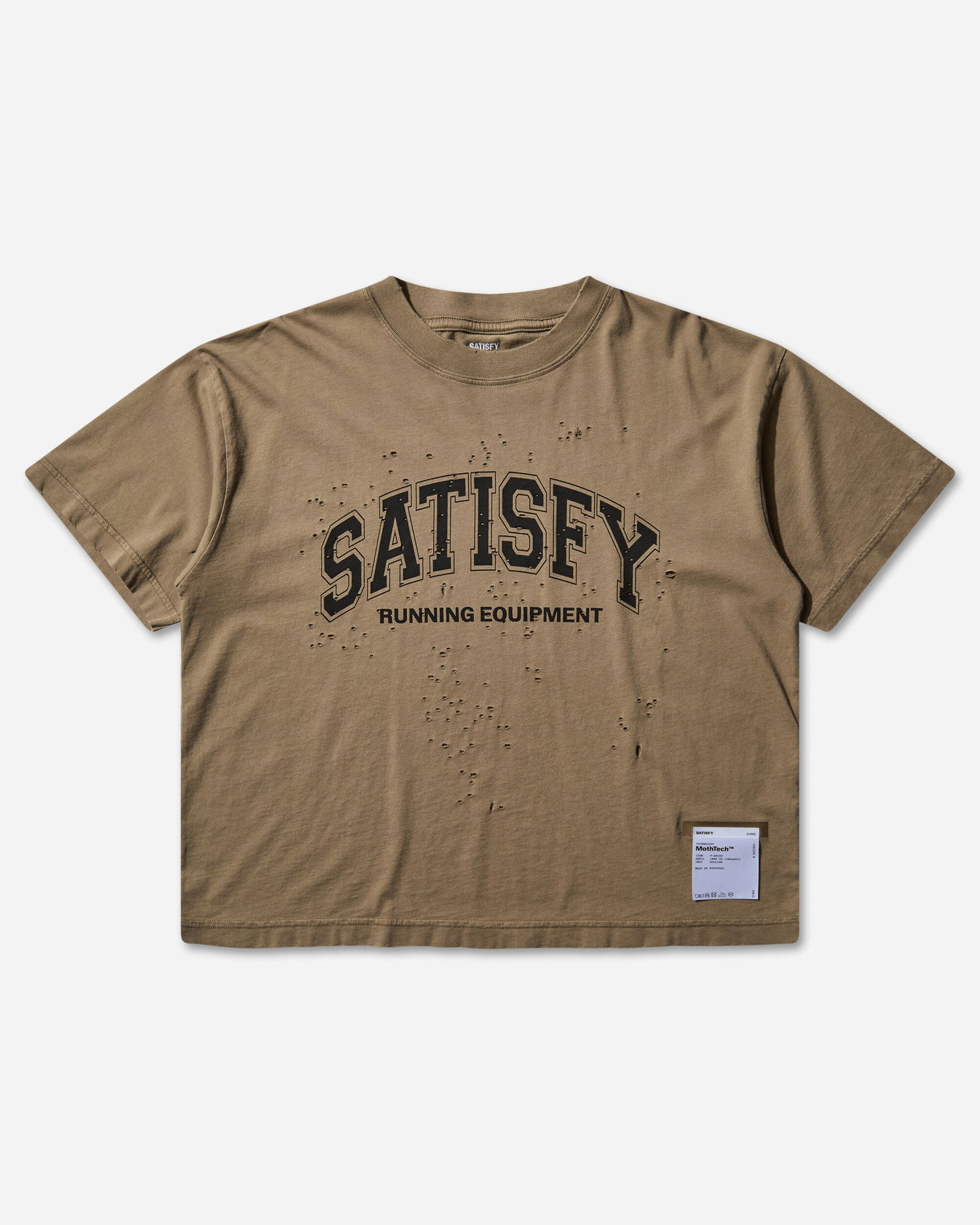 Тениска Satisfy MothTech T-Shirt with Holes Кафяво | 21002 91A04, 1