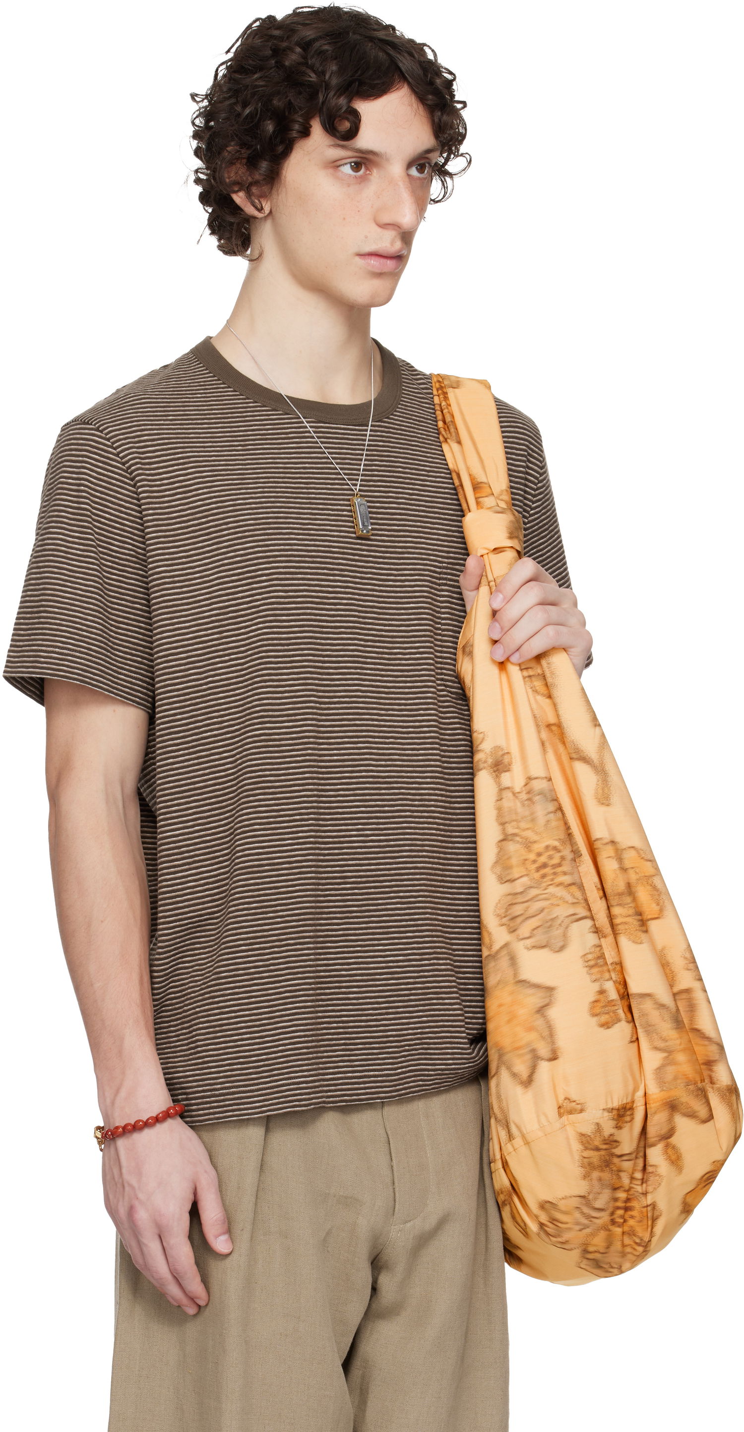 Тениска OUR LEGACY OUR LEGACY WORK SHOP Striped T-Shirt Кафяво | WS2256TM, 1
