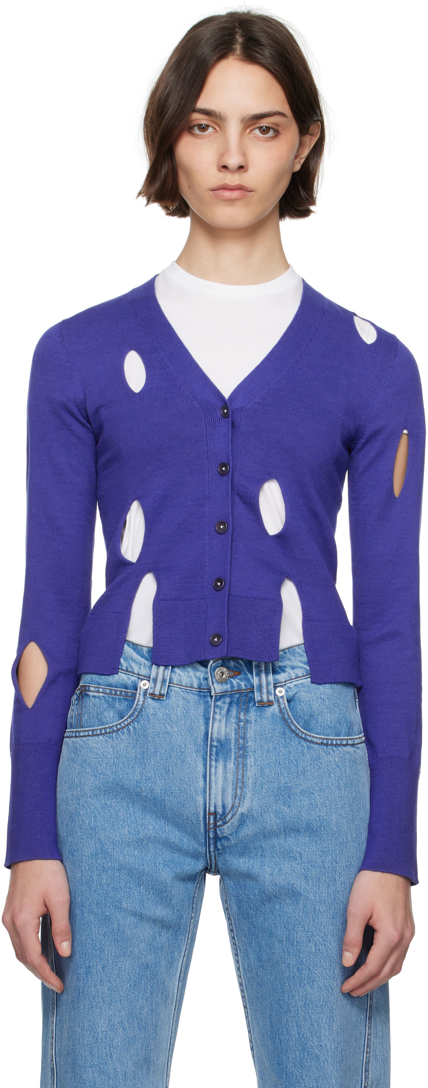 Пуловер JW Anderson JW Anderson Slit Cardigan Лилаво | KW1413-YN0440, 0