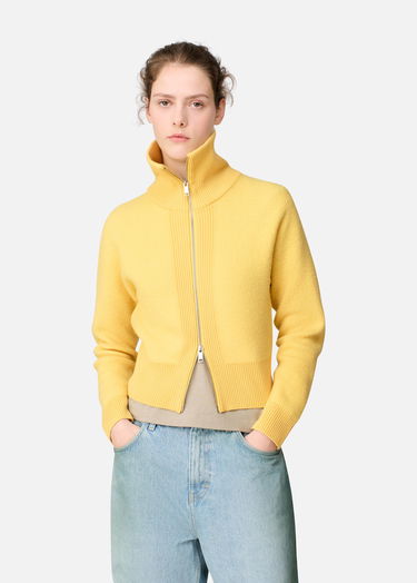 Пуловер AXEL ARIGATO Verve Ribbed Collar Zip-Up Cardigan Жълто | A3703001, 2