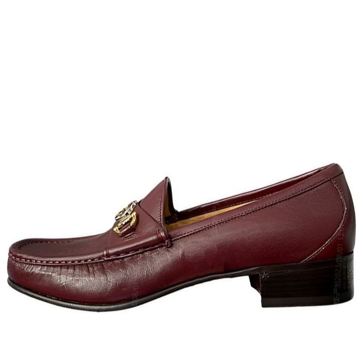 Кецове и обувки Gucci Classic Loafers With Gold-Tone Buckle Бургунди | 575113-DLC90-6123, 0