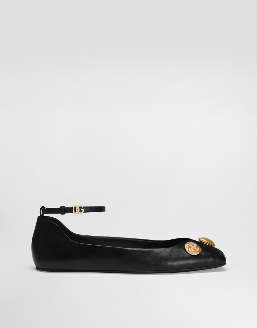 Аксесоари Dolce & Gabbana Dolce & Gabbana Leather Ballet Flats with Embroidered Detail Черно | CB0269AO03380999