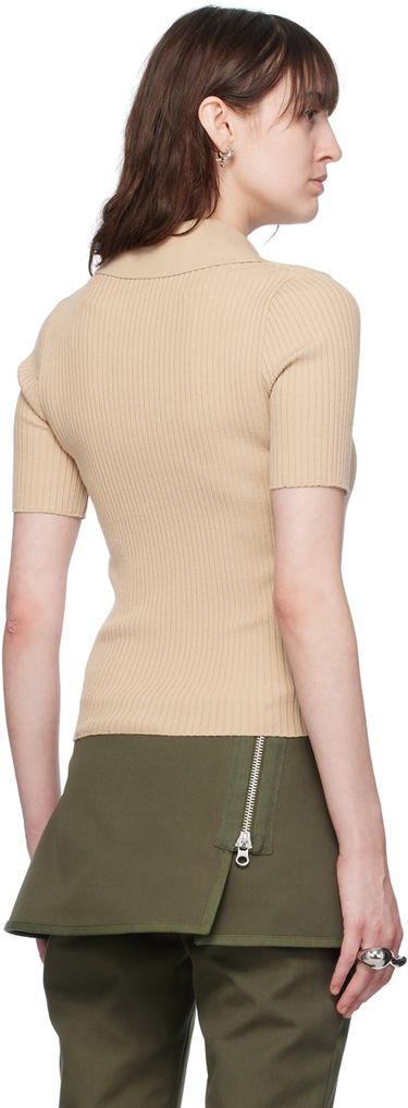 Поло тениска Courrèges Courrèges Ribbed Knit Polo Shirt Бежово | VESMPO029FI0001, 2