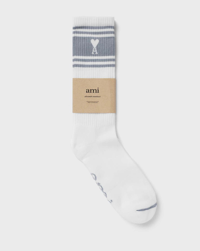 Чорапи AMI Striped Socks With Heart Logo Бяло | USC012.AW0015-4012