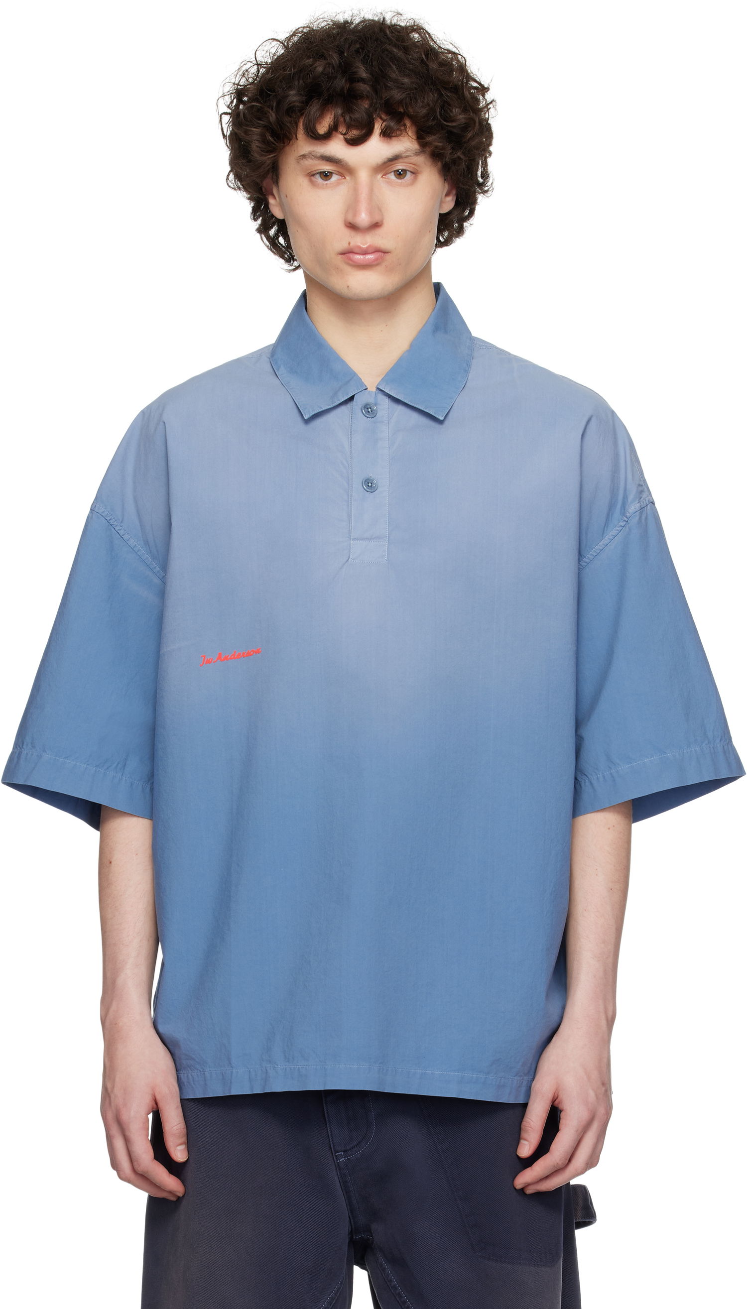 Поло тениска JW Anderson JW Anderson Oversized Logo Polo Синьо | SH0358-PG1764, 0
