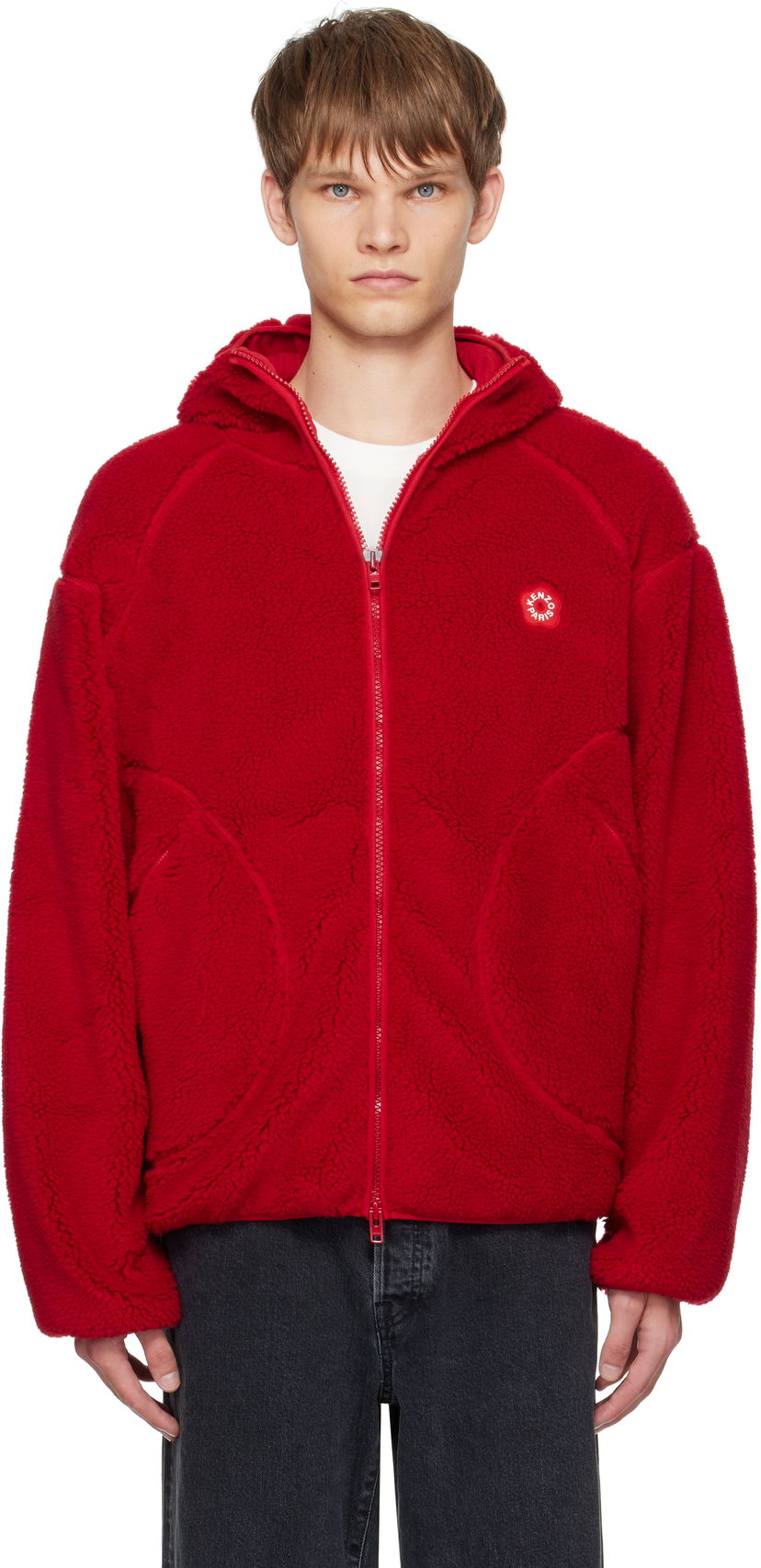Яке KENZO Kenzo Paris 'Boke Flower 2.0' Fleece Zip-Up Hoodie Червено | FF65BL5504FP