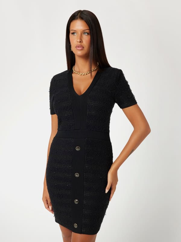 Pокля GUESS Bouclé Button-Down Mini Sweater Dress Черно | 5RGK045852Z, 0