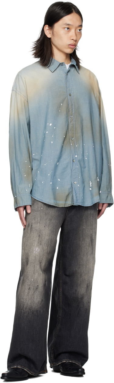 Риза Acne Studios Acne Studios Paint Splatter Button-Up Shirt Синьо | BB0633-, 3