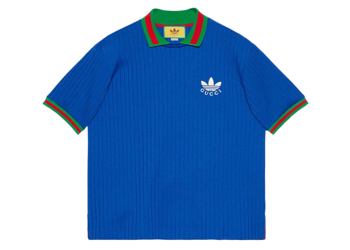 Поло тениска Gucci adidas x Polyester Polo Shirt Cobalt Blue Синьо | 691777 XJEKF 4364, 0