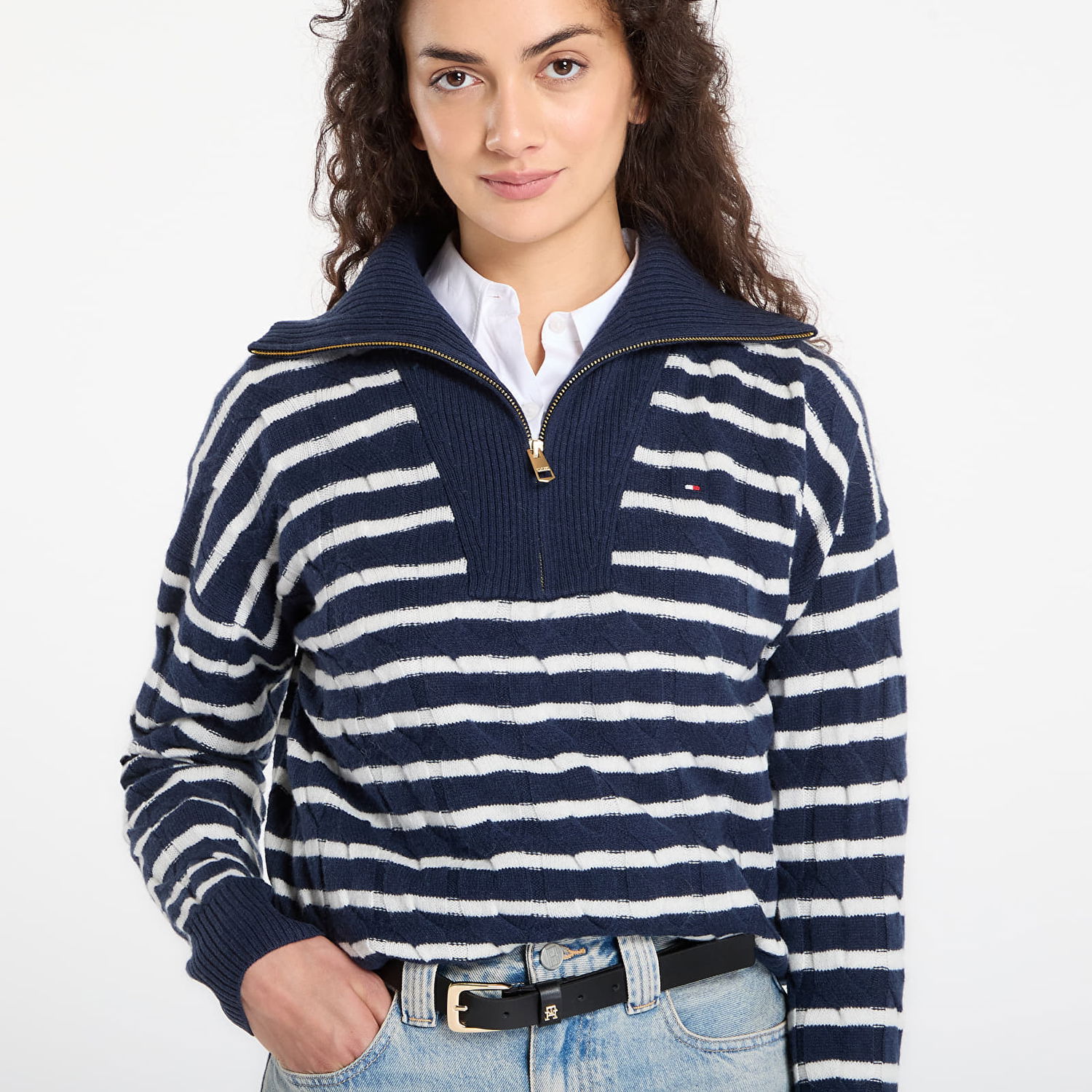 Пуловер Tommy Hilfiger Tommy Hilfiger Soft Wool Cable 1/2 Zip Long Sleeve Sweater Многоцветен | WW0WW46425 0Y7, 1