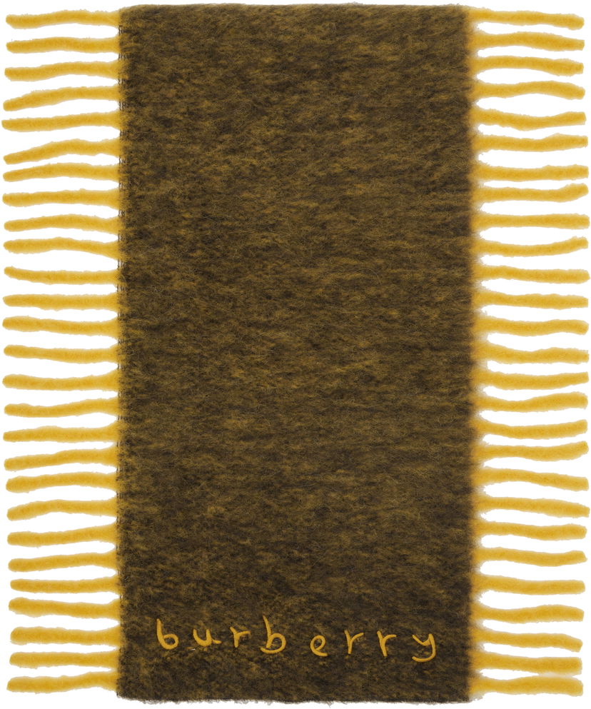 Шал Burberry Alpaca Wool Blend Fringed Happy Scarf Кафяво | 8118734