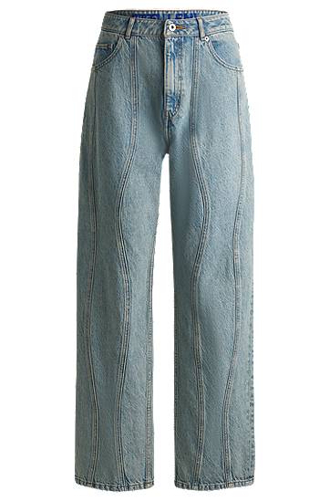 Дънки BOSS Loose Fit Jeans with Wavy Seamlines Синьо | 50531726, 0