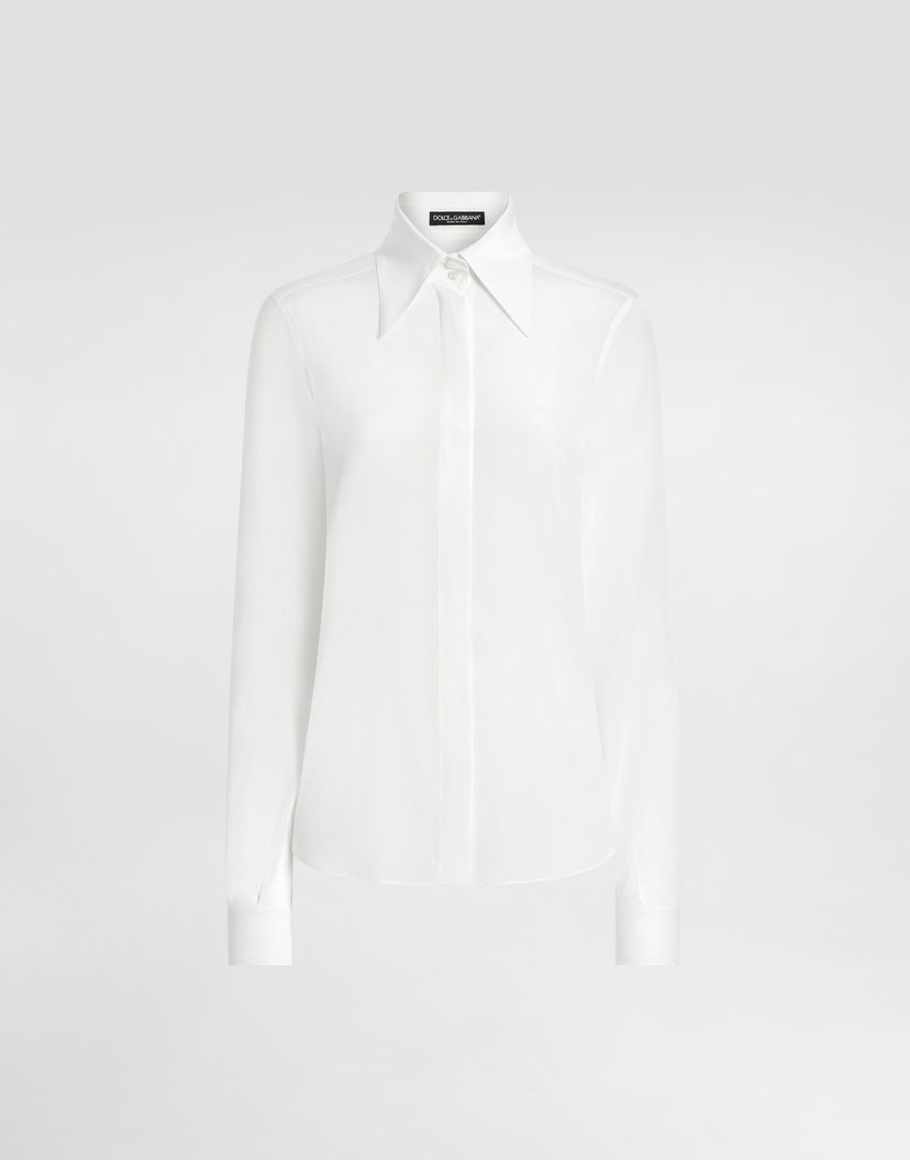 Риза Dolce & Gabbana Dolce & Gabbana Crepe De Chine Button-Down Shirt Бяло | F5R64TFUAGMW3789