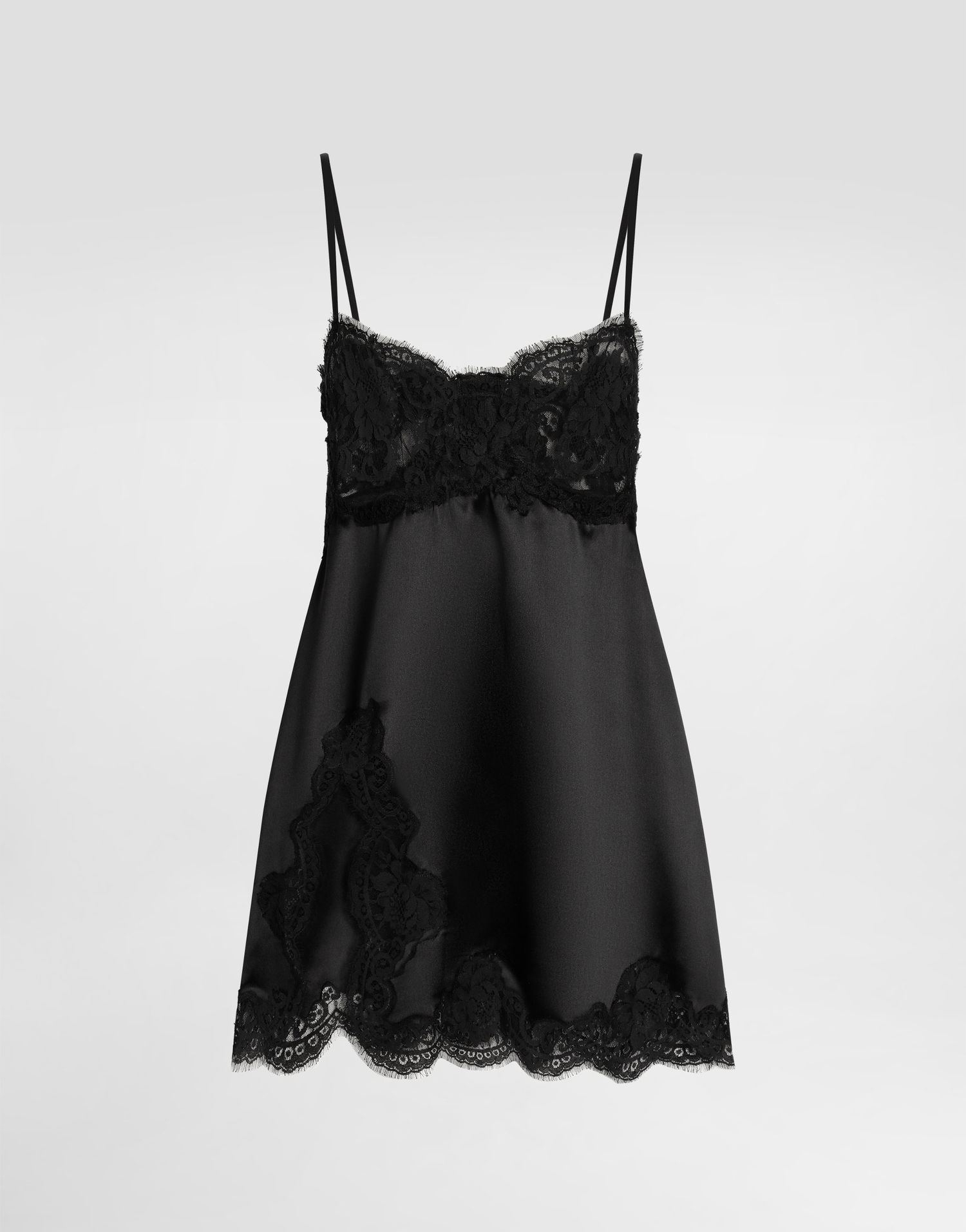 Pокля Dolce & Gabbana Dolce & Gabbana Soft Satin Lace Dress Черно | F60E7TFU1NUN0000, 0
