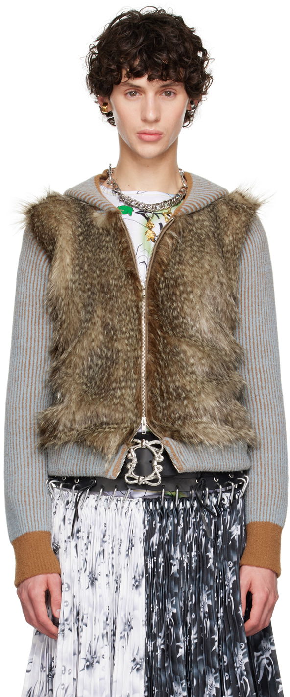Суитчър Chopova Lowena Knotter Faux-Fur Zip Hoodie Кафяво | 5192, 0