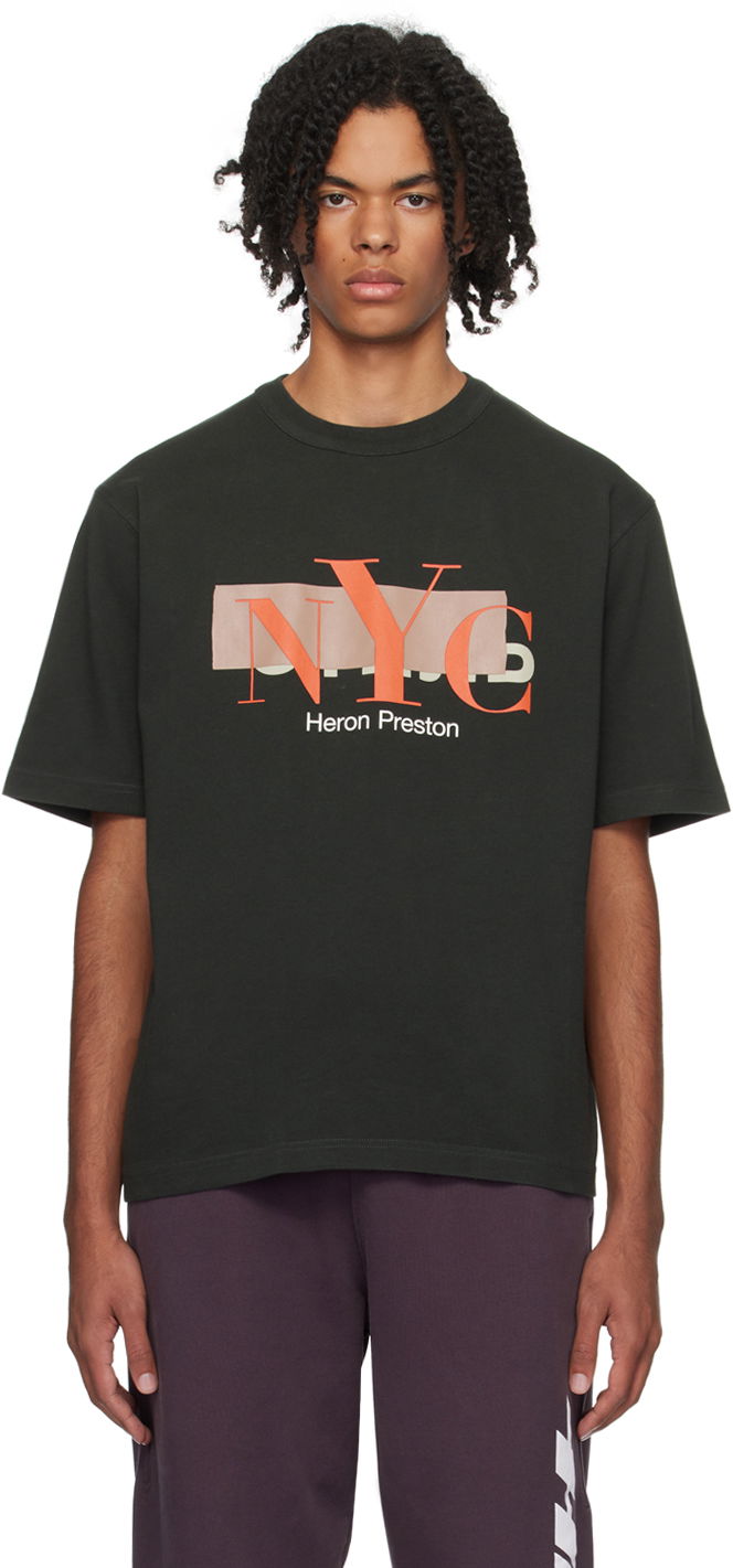 Тениска HERON PRESTON 'NYC' Censored T-Shirt Черно | HMAA032F23JER0061020, 0