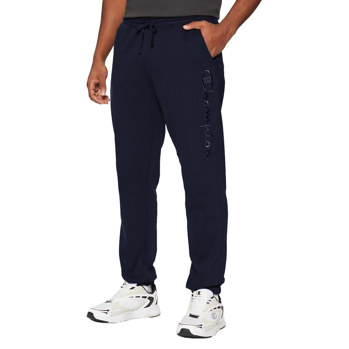Спортни панталони Champion Cuffed Drawstring Joggers with Vertical Script Logo Тъмно синьо | 220312-BS501, 0