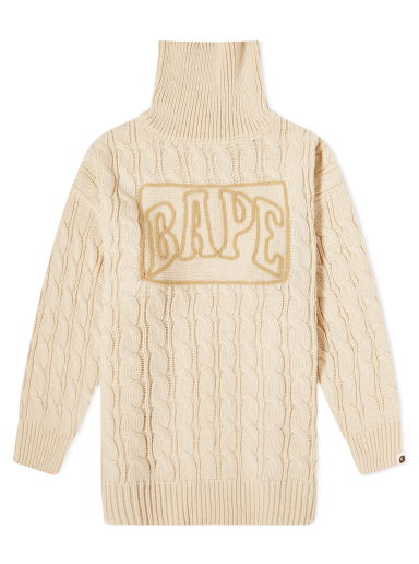 Пуловер BAPE Logo Cable Knit Sweater Бежово | 001OPI802002L-IVO