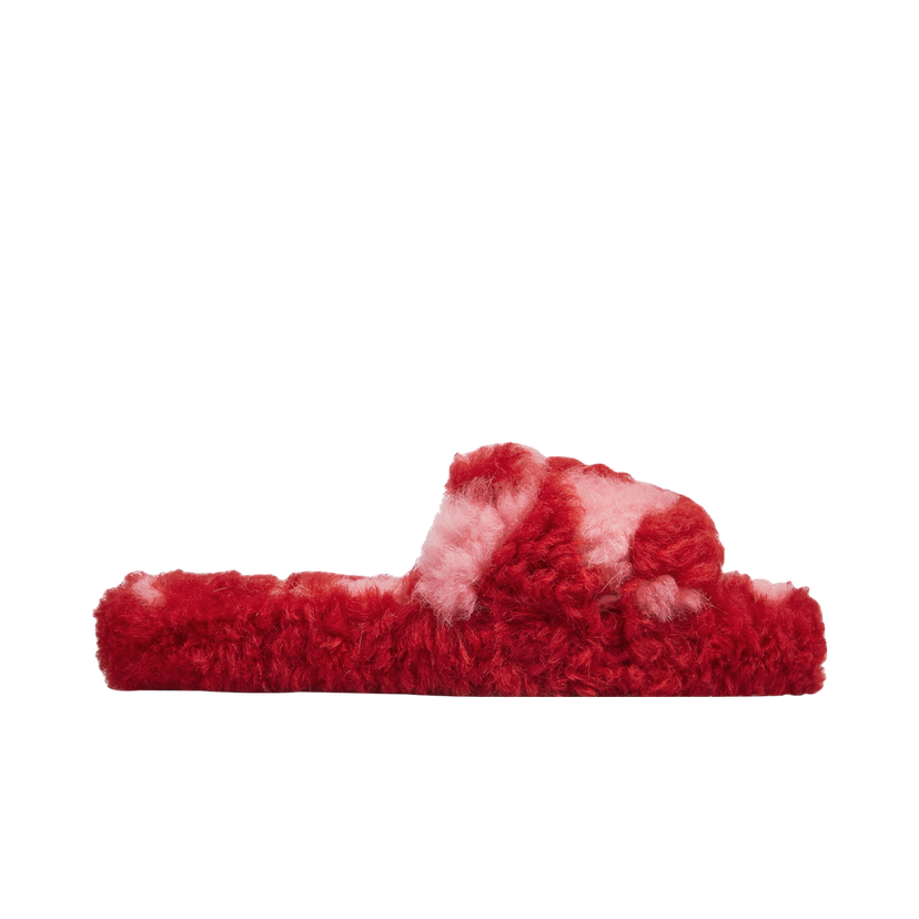 Кецове и обувки Bottega Veneta Teddy Fur Slide Sandals Червено | 690543V1KV05084