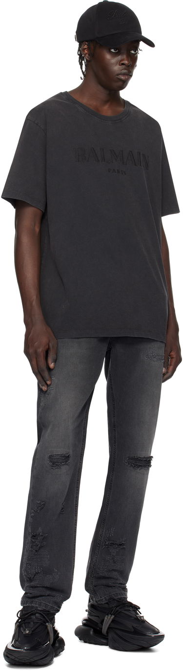 Тениска Balmain Loose Vintage Embroidery T-Shirt Черно | DH1EG010BC72, 3