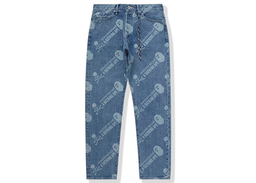 Панталони BAPE BAPE x Mastermind Washed Denim Pants Blue Indigo Синьо | MVBJN150901MH