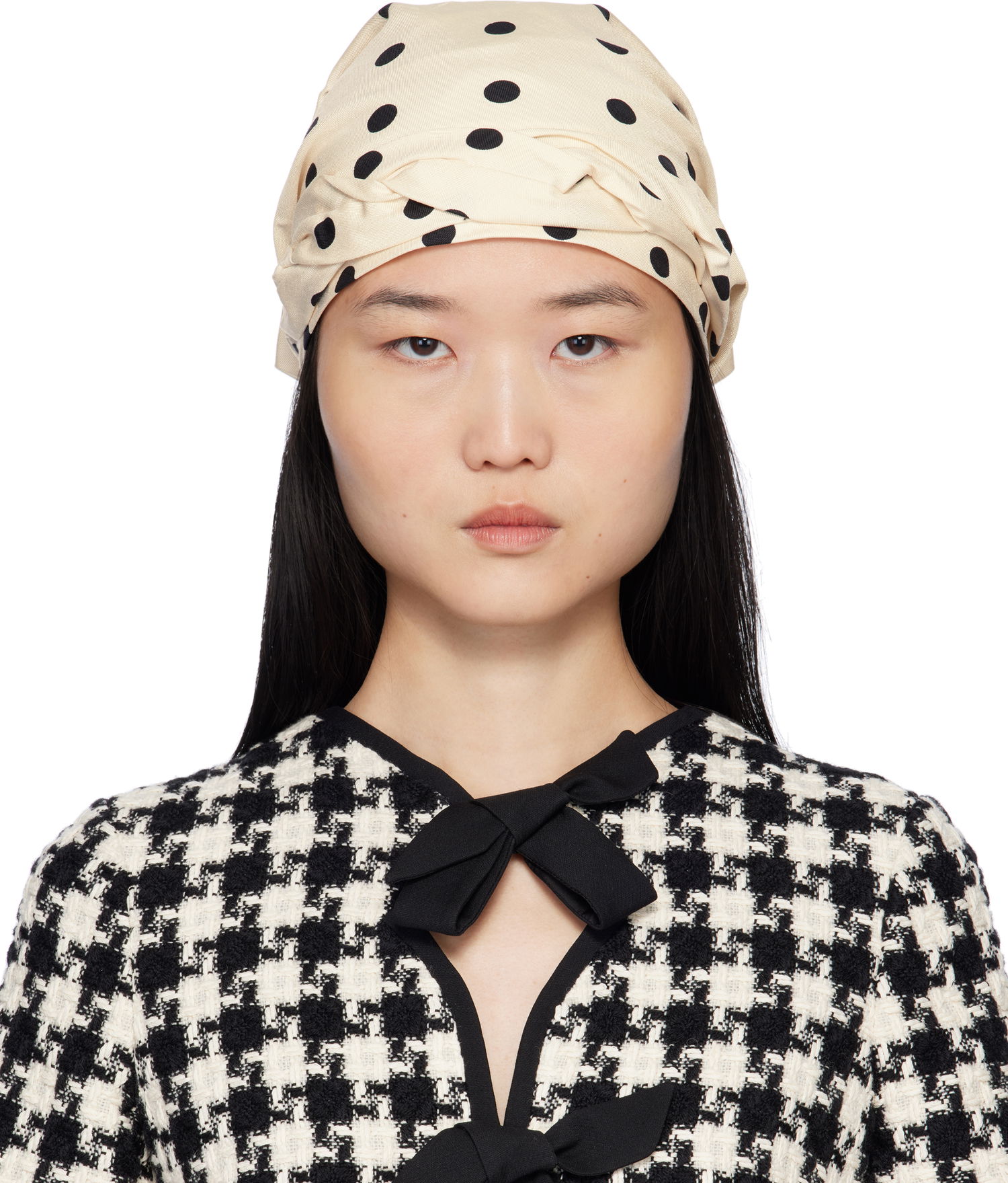 Шапка с козирка Valentino Polka Dot Silk Twill Headscarf Бежово | 6W2HH00DUIU, 0