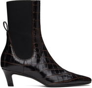 TOTEME 'The Mid Heel' Croc-Embossed Leather Ankle Boots