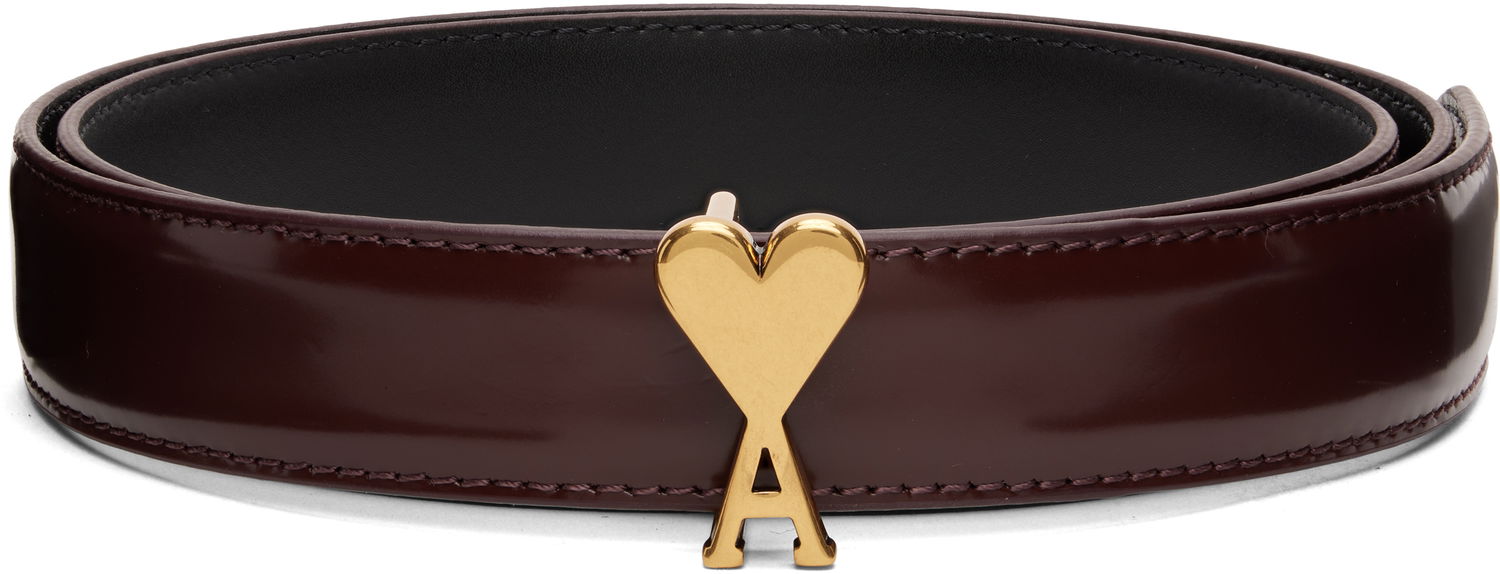 Колани AMI Ami de Coeur Heart Buckle Patent Leather Belt Бургунди | H25UBL209.AL0139, 0