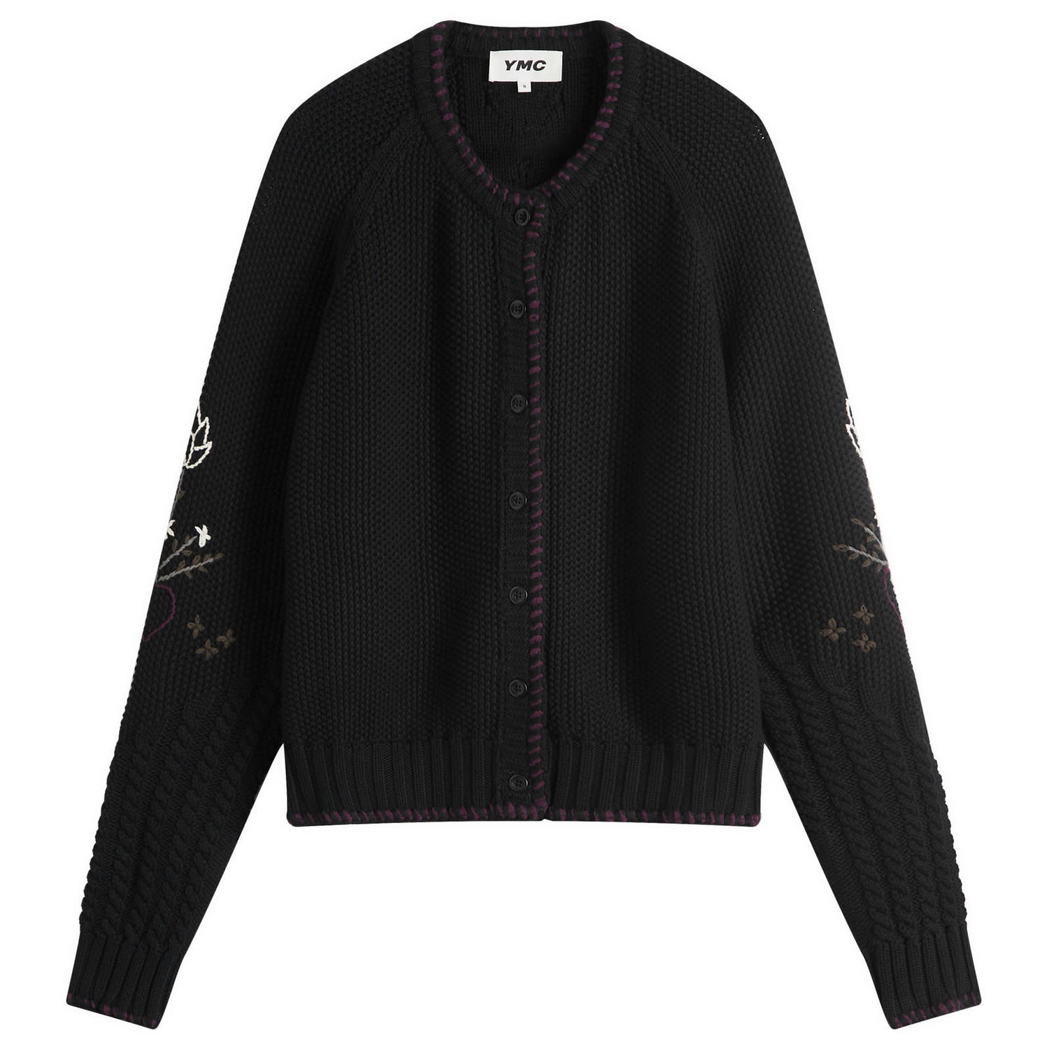 Пуловер YMC Lotus Knit Cardigan with Floral Embroidery Черно | Q8XMK-Black, 0