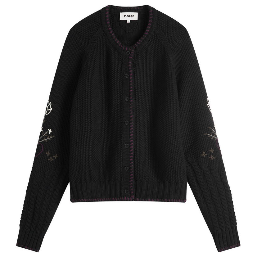 Пуловер YMC Lotus Knit Cardigan with Floral Embroidery Черно | Q8XMK-Black