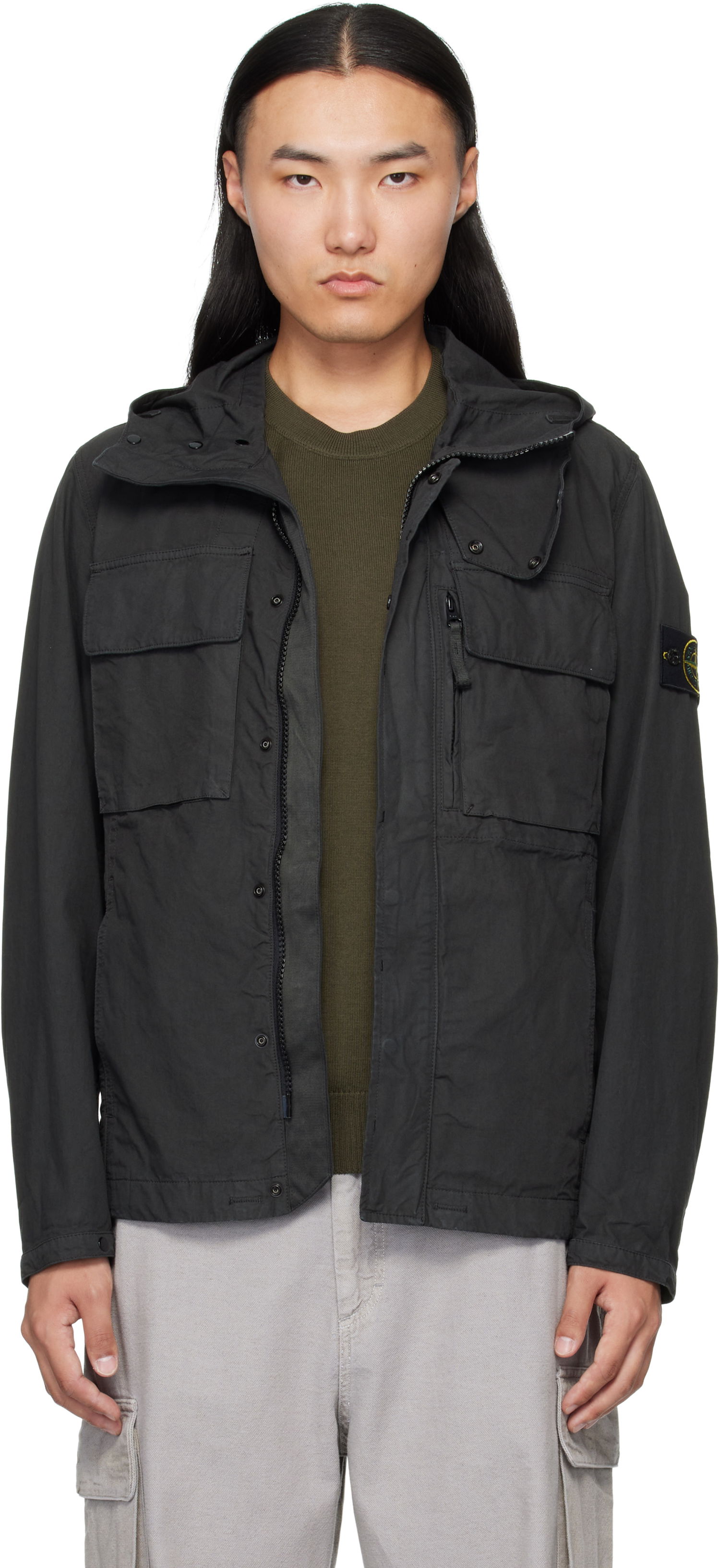 Яке Stone Island Canvas Weave Cotton Jacket Черно | K2S15 Q100012 S0240, 0