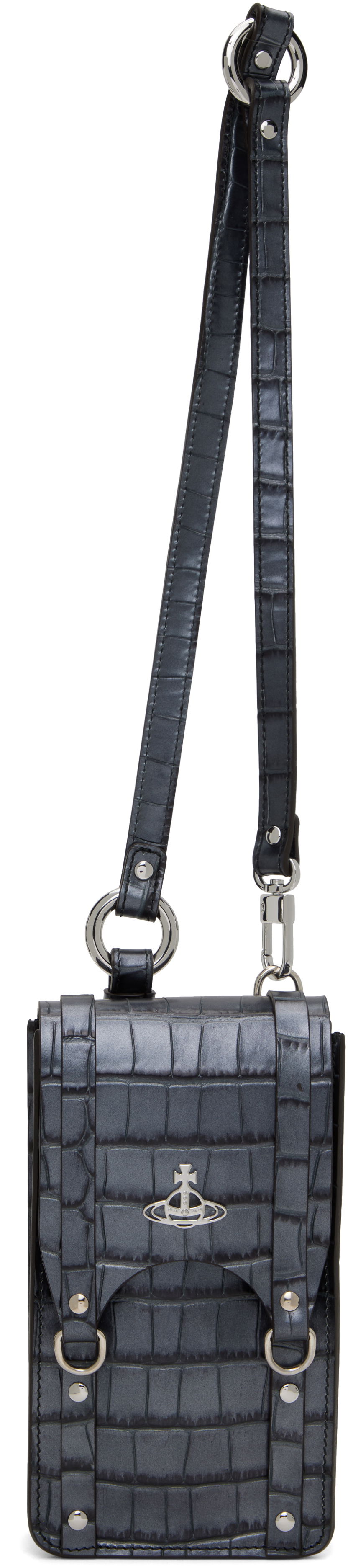 Чанта през рамо Vivienne Westwood Vivienne Westwood Mini Max Crossbody Croc-Embossed Pouch Сиво | 5801000DU-L00A2-, 0