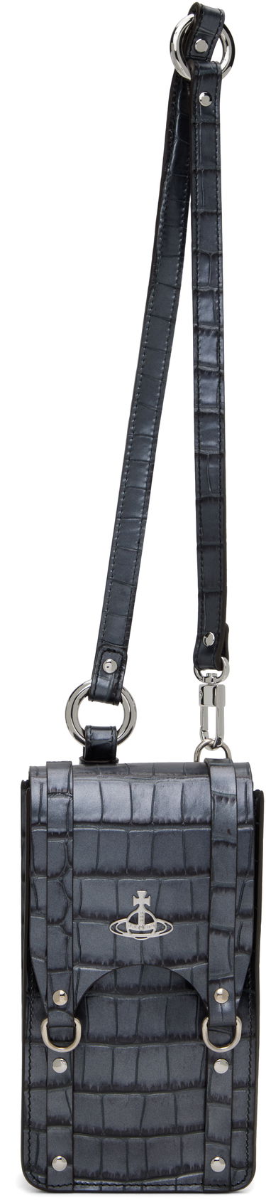 Чанта през рамо Vivienne Westwood Vivienne Westwood Mini Max Crossbody Croc-Embossed Pouch Сиво | 5801000DU-L00A2-, 0
