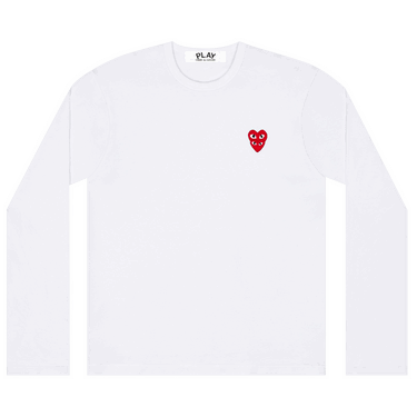 Тениска Comme des Garçons PLAY Double Heart Long-Sleeve T-Shirt Бяло | AZ T292 051 2, 0