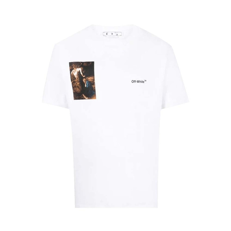 Тениска Off-White Caravag Lute Print Slim Short Sleeve T-Shirt Бяло | OMAA027C99JER0110110, 0