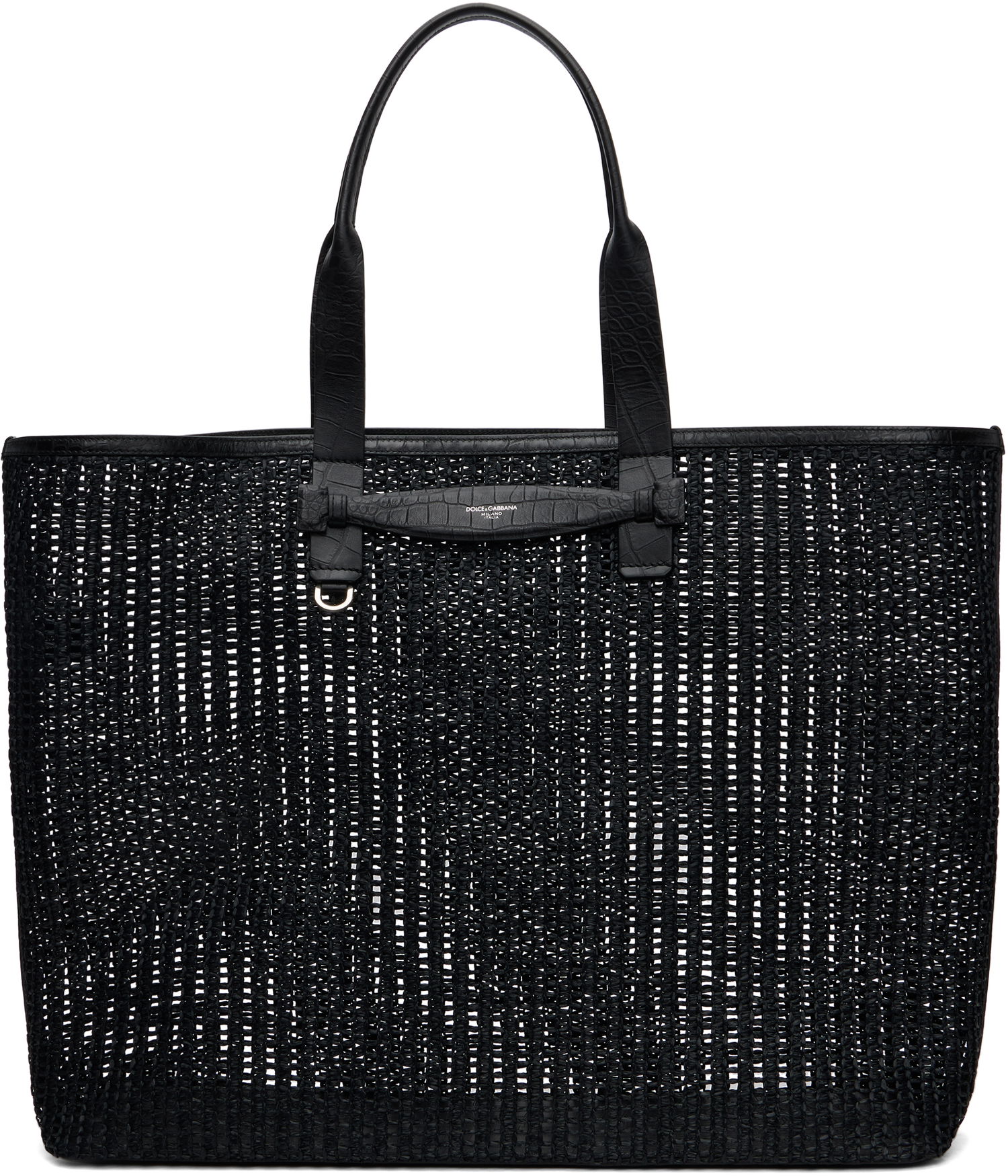 Голяма пазарска чанта Dolce & Gabbana Dolce&Gabbana Woven Mesh & Calfskin Shopper Tote Черно | BM2453A9O94, 0