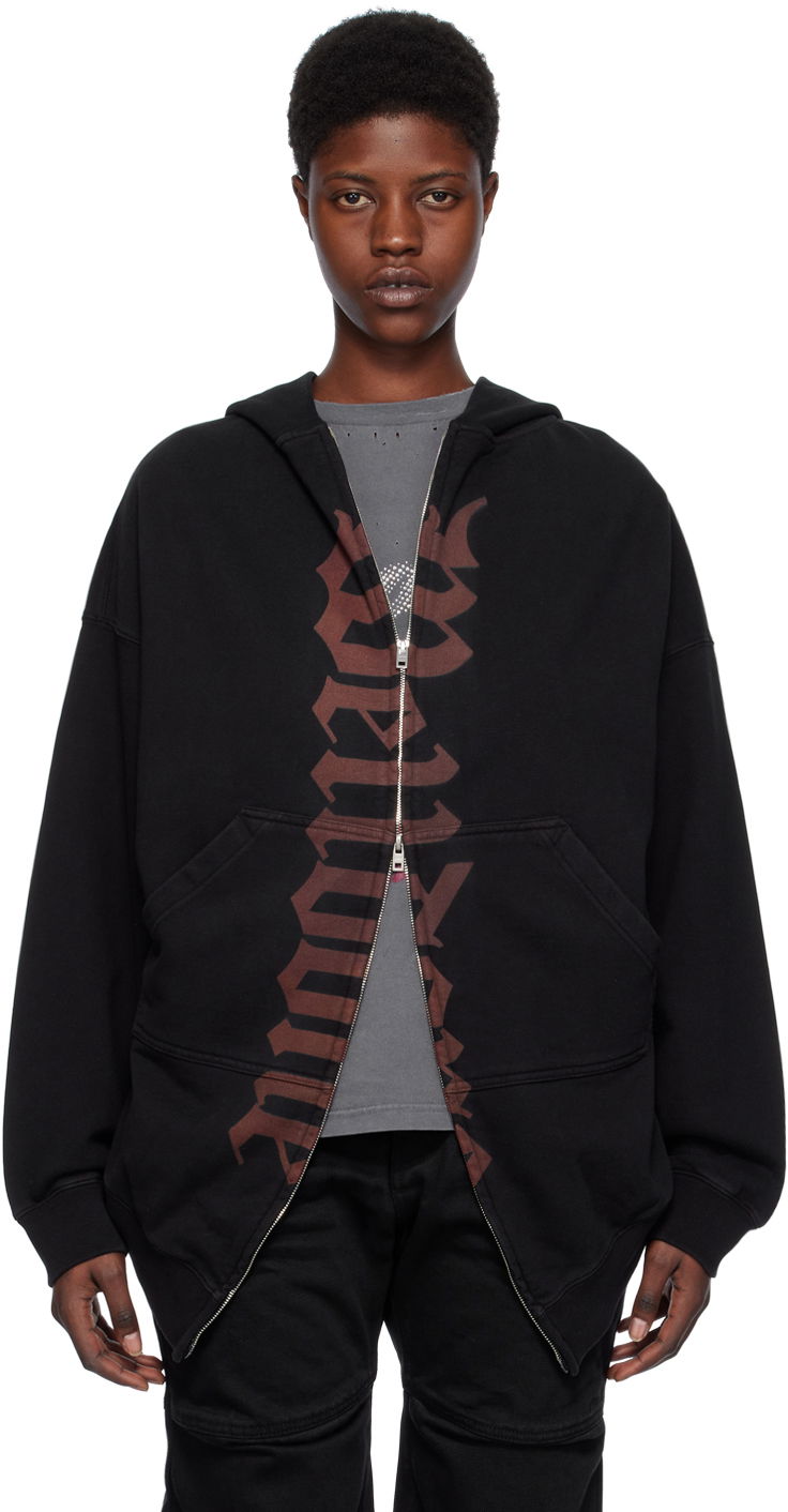 Суитчър We11done Printed Hoodie by Черно | WD-TJ0-24-812-U-BK, 0