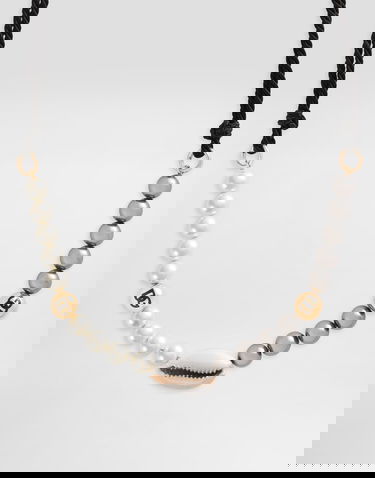 Колие Dolce & Gabbana Dolce & Gabbana DG Cord and Pearl Necklace Черно | WNR5C3W1111N0011, 2
