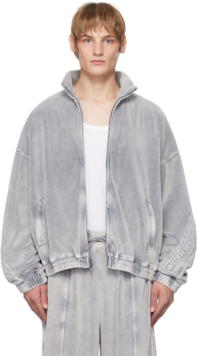 Суитчър Alexander Wang Embossed Logo Track Jacket Сиво | UCC4242030