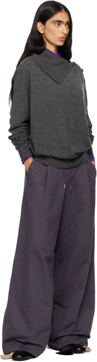 Пуловер Dries Van Noten Dries Van Noten Loose Cashmere Asymmetric Buttoned Collar Sweater Сиво | 252-011216-2704, 3