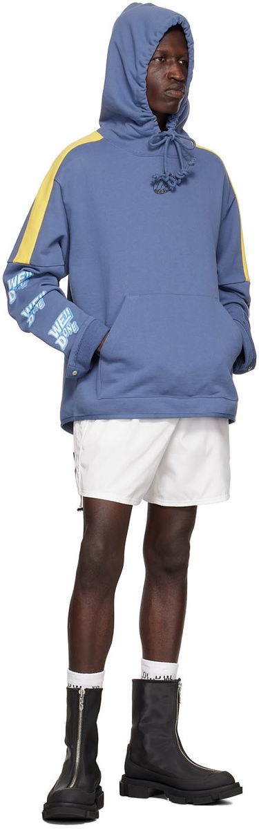 Суитчър We11done Designer Logo-Appliquéd Hoodie Синьо | WD-TH1-22-556-U-NV, 3