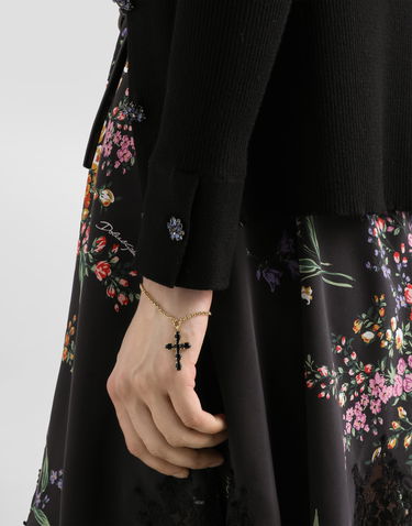 Пуловер Dolce & Gabbana Ribbed Collared Cardigan with Bejeweled Buttons Черно | FXVCPZJFMHGN0000, 3