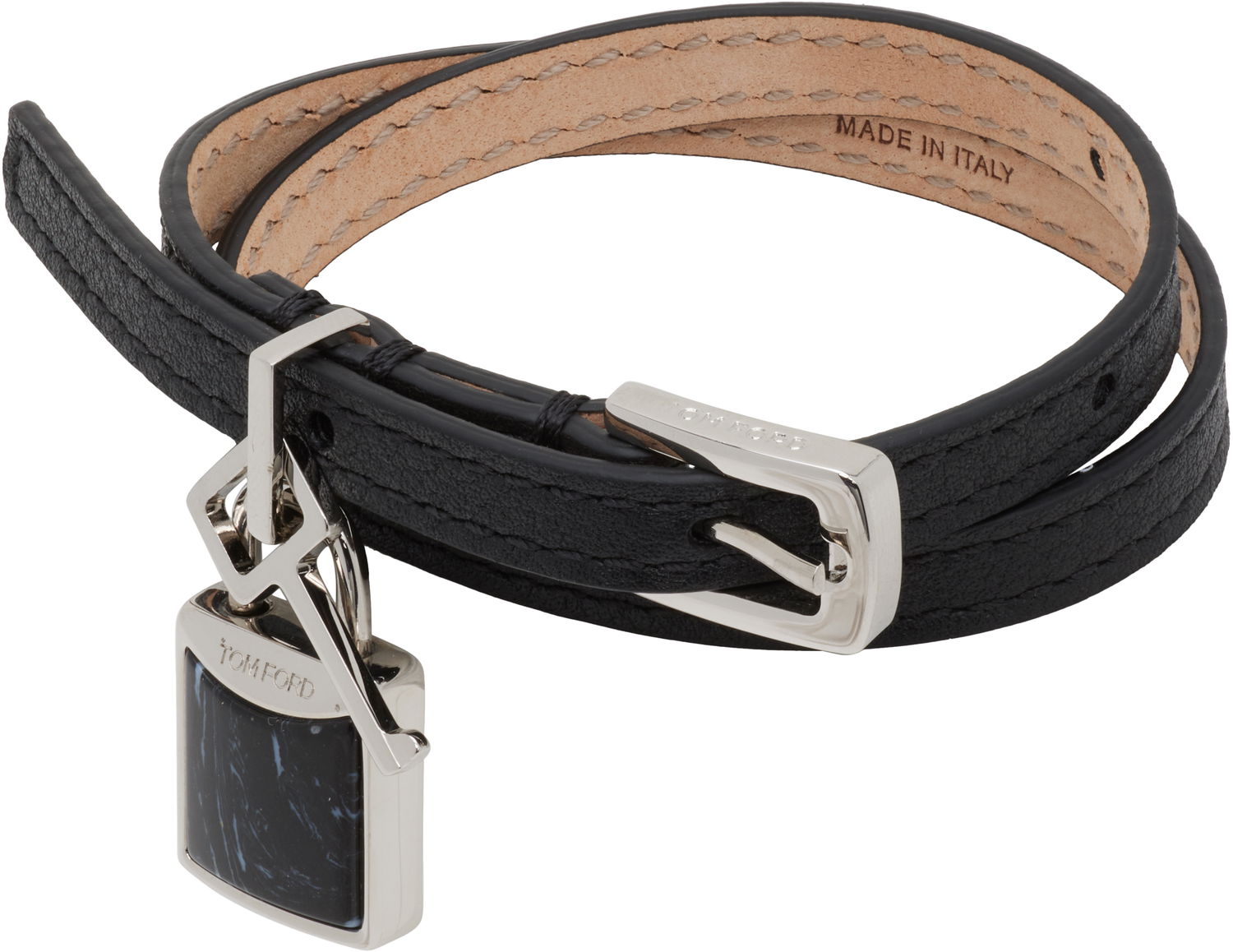 Гривна Tom Ford TOM FORD Leather Stone Wrap Bracelet Черно | JW158-LHD001S, 0
