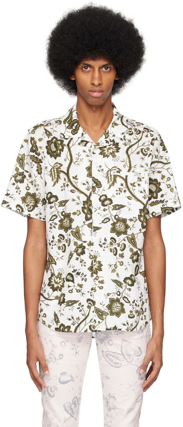 Риза Erdem Erdem Grayson Floral-Print Shirt Бяло | MS23_519MNPWCP GRAYSON SHIRT