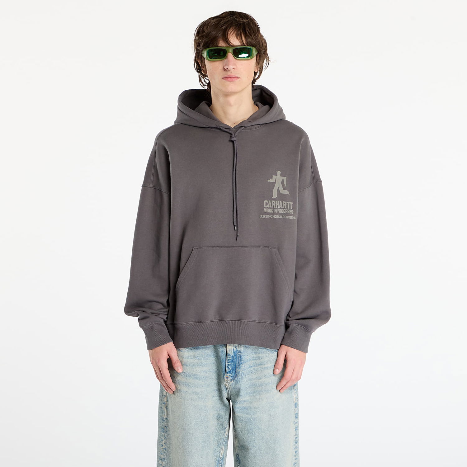 Суитчър Carhartt WIP Hooded Distance Sweat Stone Dyed Сиво | I035639.874J, 0