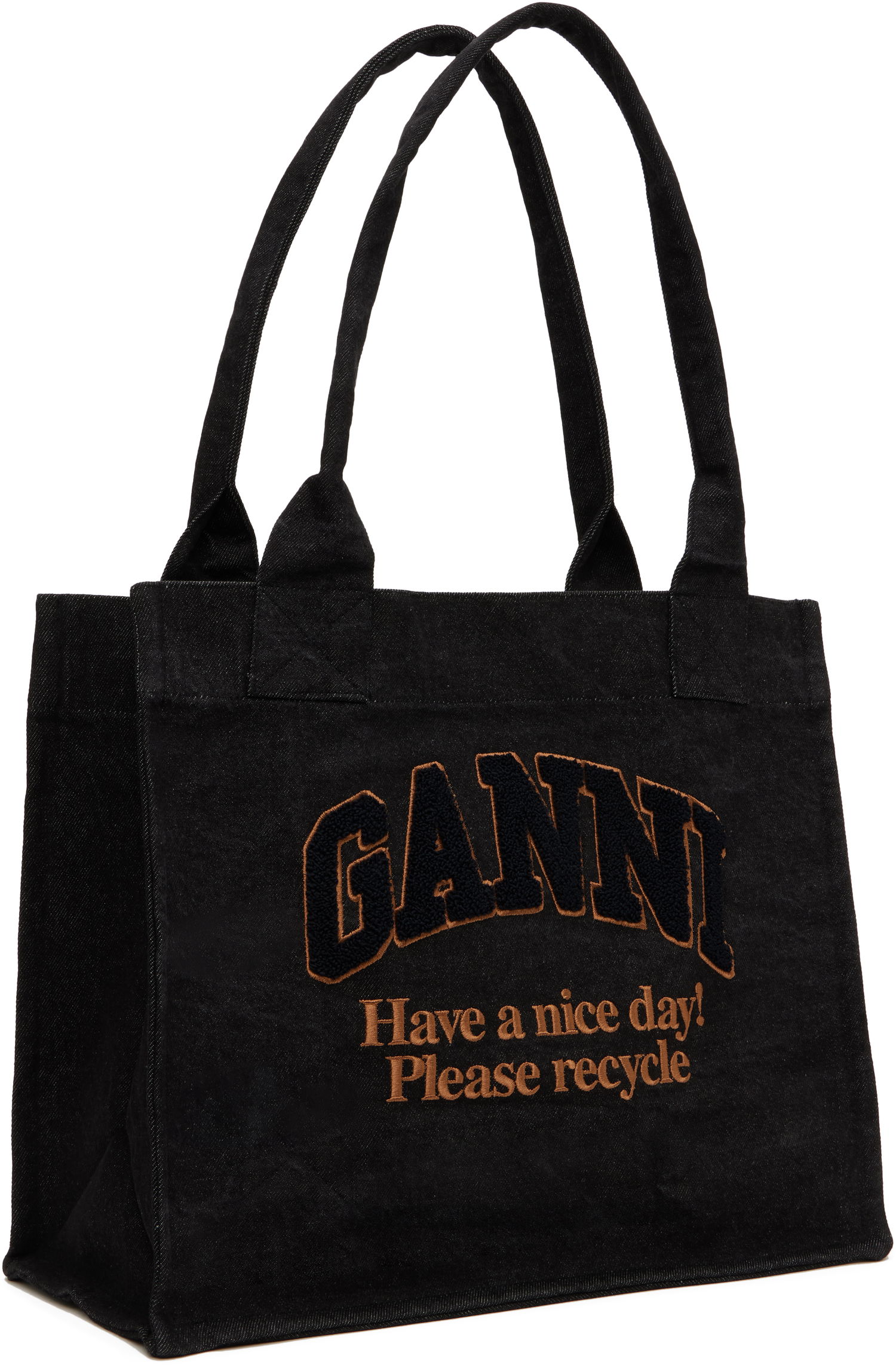 Голяма пазарска чанта GANNI GANNI Large Denim Tote Черно | A6583, 1