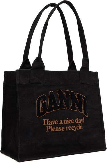 Голяма пазарска чанта GANNI GANNI Large Denim Tote Черно | A6583, 1