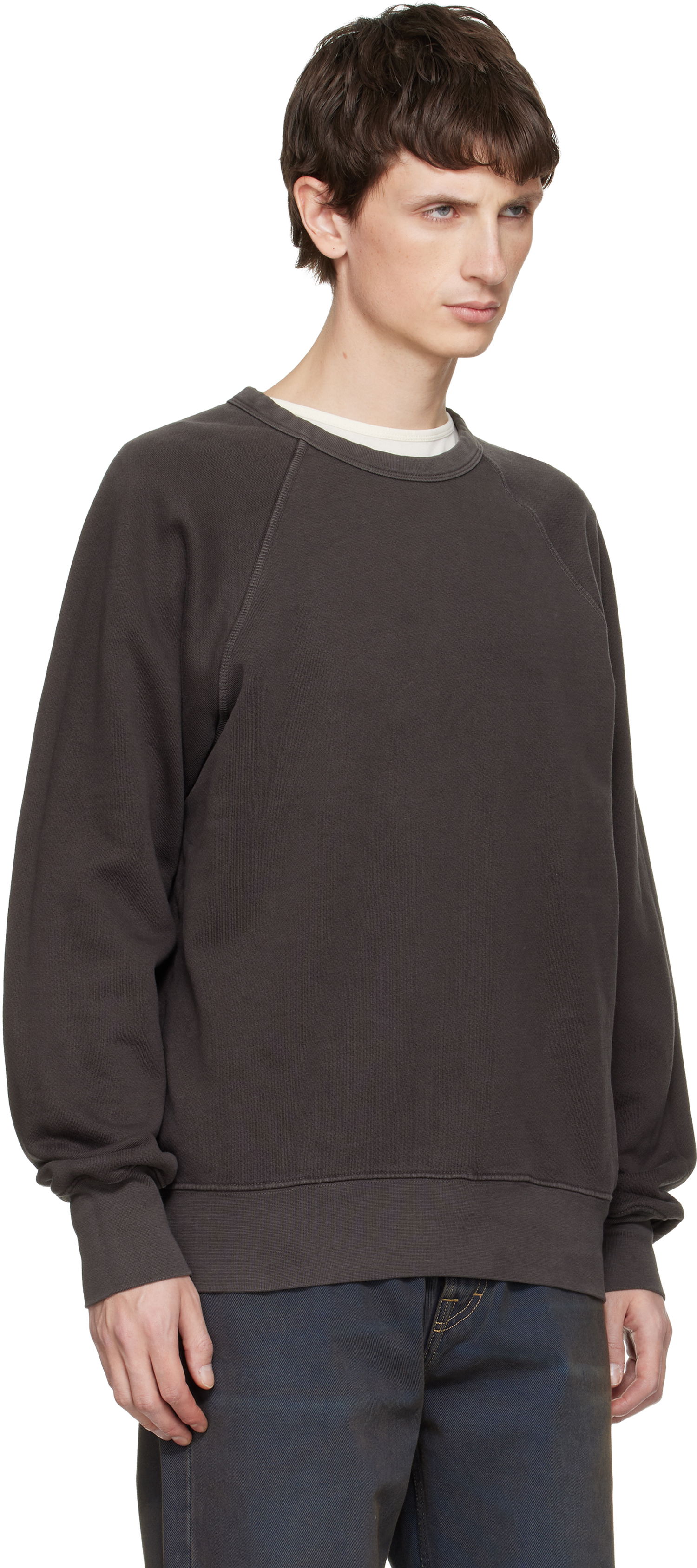 Суитчър LES TIEN Heavyweight Binded Neck Raglan Sweatshirt Сиво | CF-1122, 1