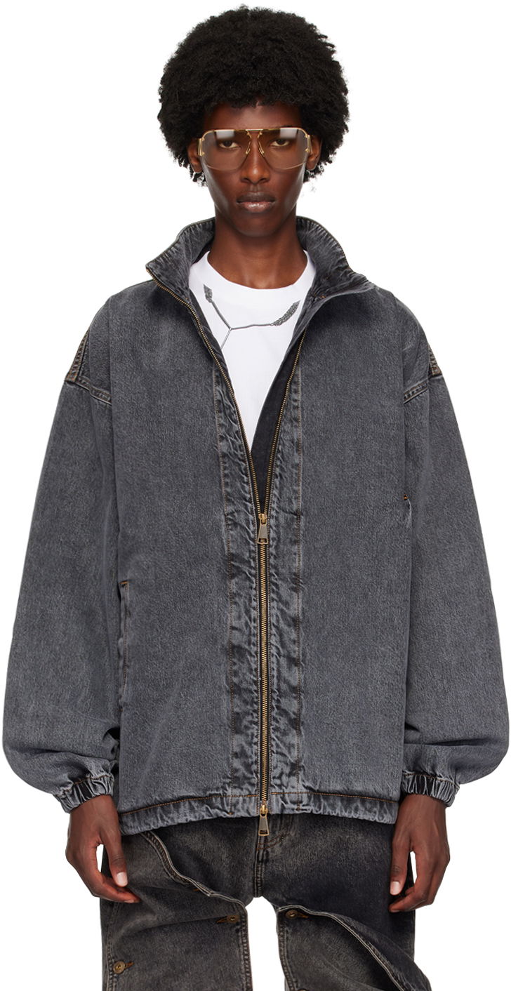 Яке Y/PROJECT Gray Pinched Logo Denim Jacket Сиво | 207JA002, 0