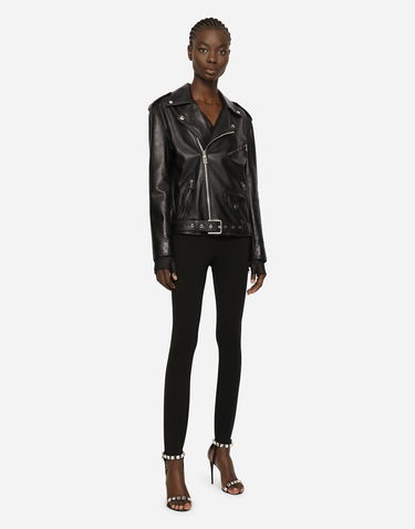 Яке Dolce & Gabbana Asymmetric Zip Belted Leather Jacket Черно | F9P52LHULRKN0000, 1